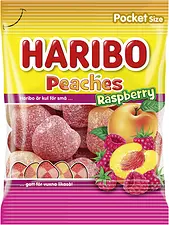 Peaches Raspberry påse Haribo