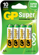 Batteri AA 1,5V 15A/LR6 Super Alkaline GP 4-pack