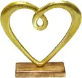 Hedy Hjärta guldfärgad aluminium träfot 24,5x23x5 cm Dorre