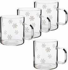 Isa Glasmugg med snöstjärnor rymd ca 1,6 dl 4-pack Dorre