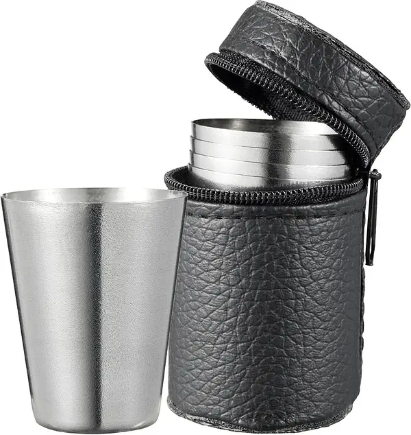 Benny Snapsmugg 4 pack i läder fodral 3 cl Dorre - bild 1