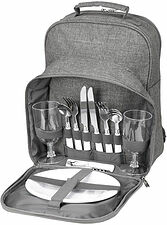 Peri Picknickryggsäck 2 personer grå 26x17x35 cm Dorre