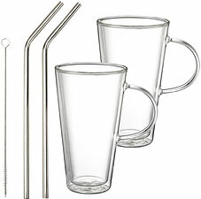 Irish Coffee Set Dubbelväggade 2-p med sugrör Dorre