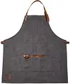 Freya Förkläde canvas grå 7 fickor PU-läder 68x74cm Dorre