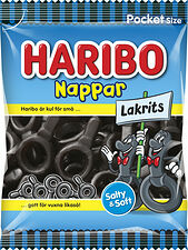 Lakritsnappar påse Haribo