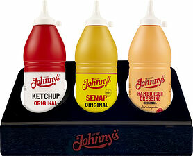 Ställ för pipflaskor senap ketchup dressing Johnnys