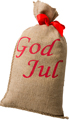 Jutesäck God Jul 30x60 cm rött band