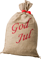Jutesäck God Jul 51x84 cm rött band