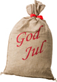 Jutesäck God Jul 51x84 cm rött band