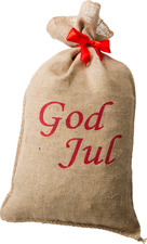 Jutesäck God Jul 42x75 cm rött band