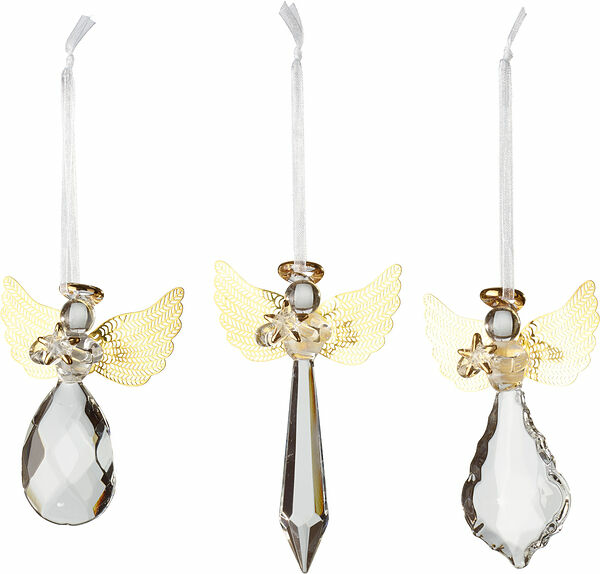 Winter Collage Accessories Glass hang. angel gold 3 del Vill - bild 1