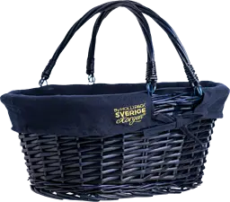 Korg Sverige Korgen oval fällbara handtag blått tyg