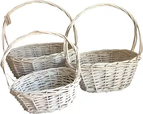 Korg Gunnar vit oval med grepe L 35x27x15/38 cm Molli