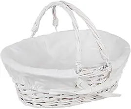 Korg Margareta oval vit fällbart handtag M 30x23x10/20cm