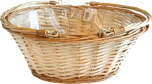 Korg Tommy oval natur fällbart handtag M 37x23x12/25cm Molli