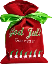 Julsäck Röd Tomtedans M 25x40 cm med grönt band