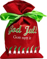 Julsäck Röd Tomtedans M 30x50 cm grönt band