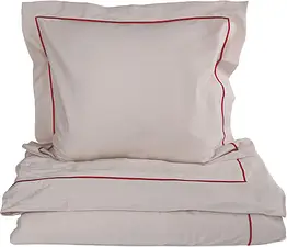 Carl påslakanset Beige/Vinröd Sagaform