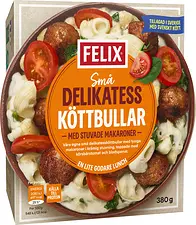 Delikatessköttbullar med stuvade makaroner Felix
