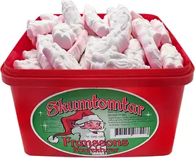 Skumtomtar Små röd burk Franssons Konfektyrer