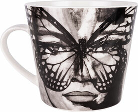 Mugg med öra 40 cl Golden Butterfly svart/vit Carolina