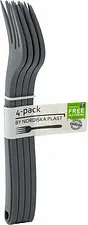 Flergångsbestick Gaffel 4-pack Grå Nordiska plast