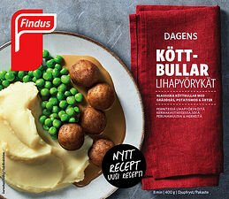Köttbullar potatismos gräddsås ärtor Findus Dagens