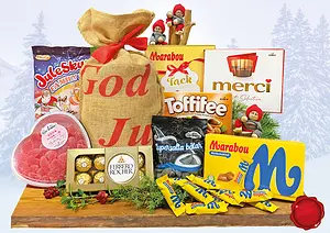 Julsäck Hjärtligt Tack & Merci God Jul jutesäck