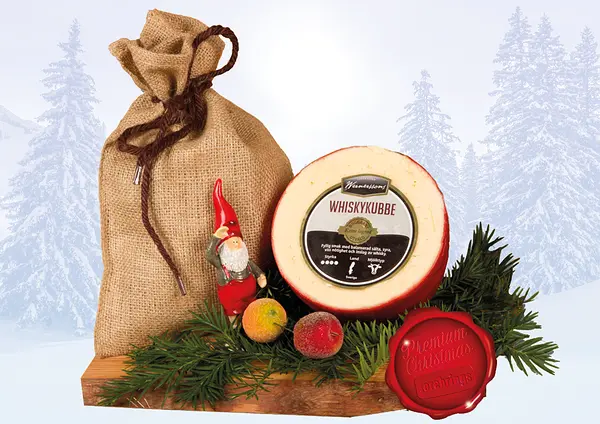 Julost Whisky 1 kg i God Jul jutesäck matgåva