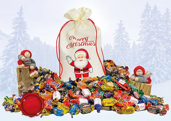Julsäck Twist 490 g Tomte Mery Christmas vit