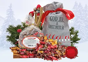 Julsäck Julkolamix 600 g Tomtedans Grå God Jul