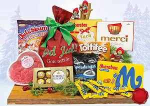 Julsäck Hjärtligt Tack & Merci Tomtedans Röd God Jul