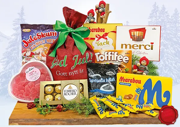 Julsäck Hjärtligt Tack & Merci Tomtedans Röd God Jul