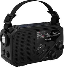 Vevradio FM AM Solcell Ficklampa TAR1609/00 Svart Philips